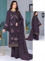 Georgette Purple Eid Wear Embroidery Work Pakistani Suit